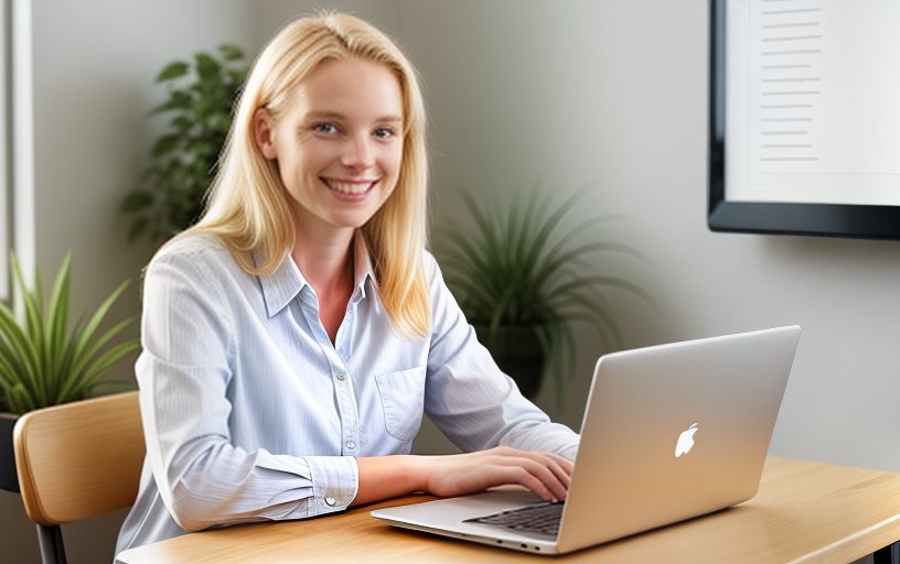 Woman working on a laptop to show the power of digital marketing.